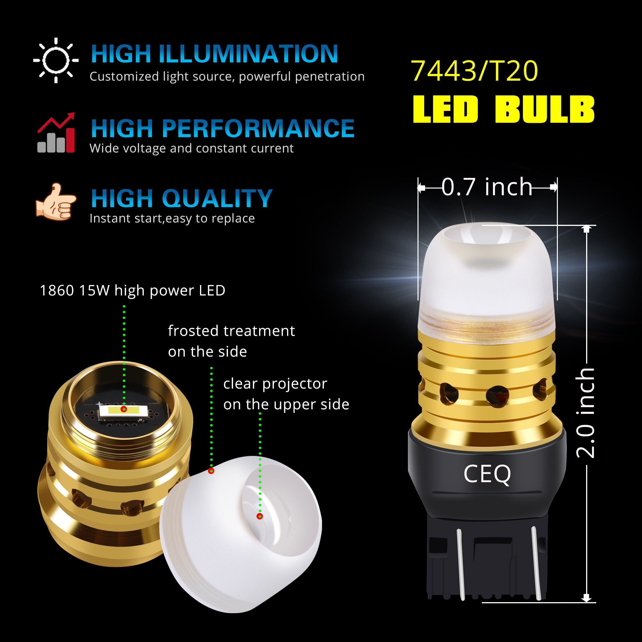 Led 7443 Bulb Opp Ulite 7440 Led Bulbs For Backup Reverse Lights 2400lm ...