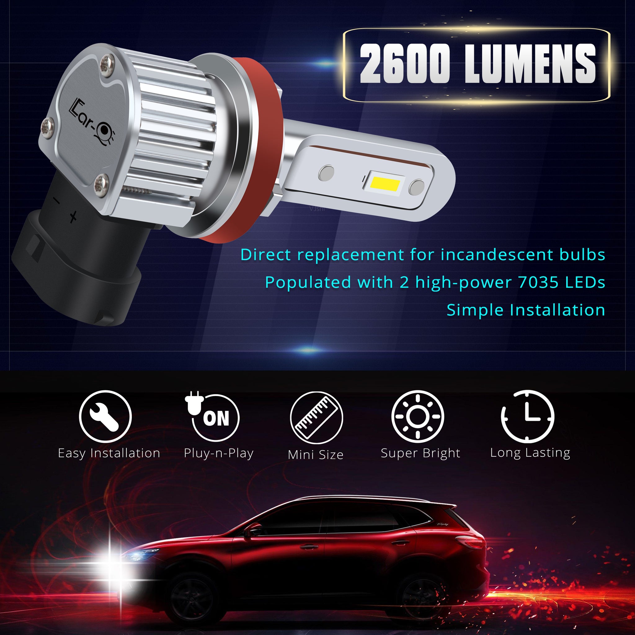 H11 LED Fog Light Bulb, Cool White, Super Penetration, LED CSP Chips, 4000 Lumens Per Pair - Foto 8